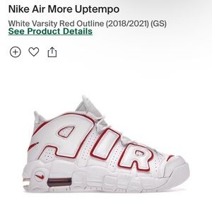Nike Air More Uptempo White Varsity Red Outline (2018/2021) (GS)